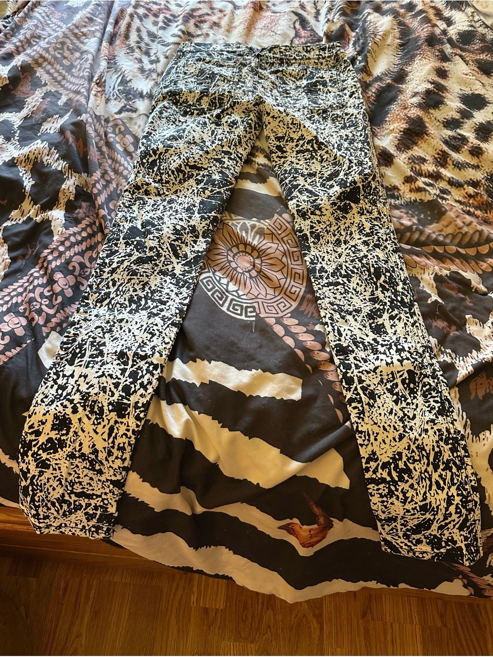 Tripp NYC Black and White Splatter Print  pants